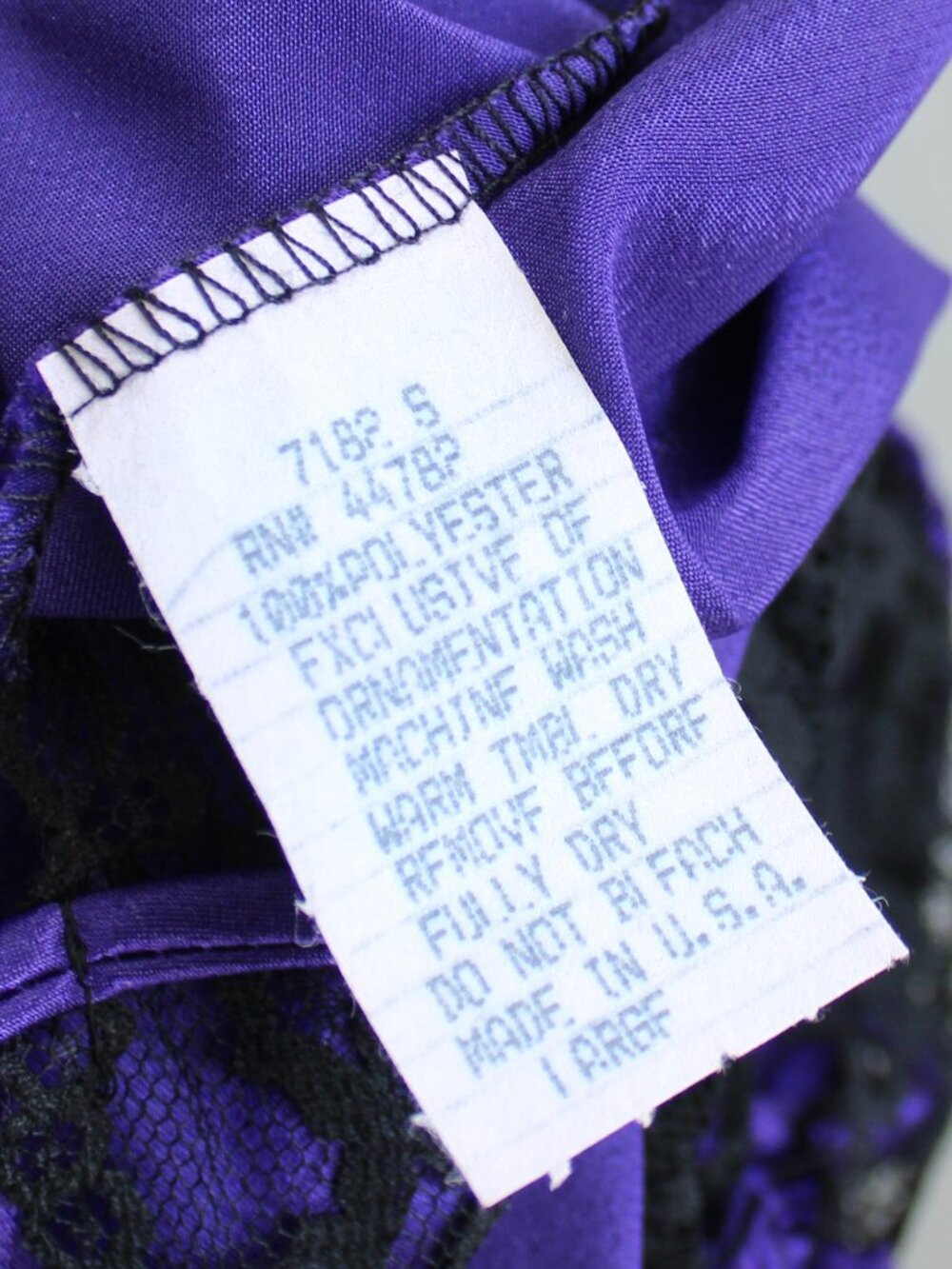 Featherbed VTG 90s Purple Satin Front Tie Black Lace Bodysuit Lingerie sz Large - Picture 5 of 5